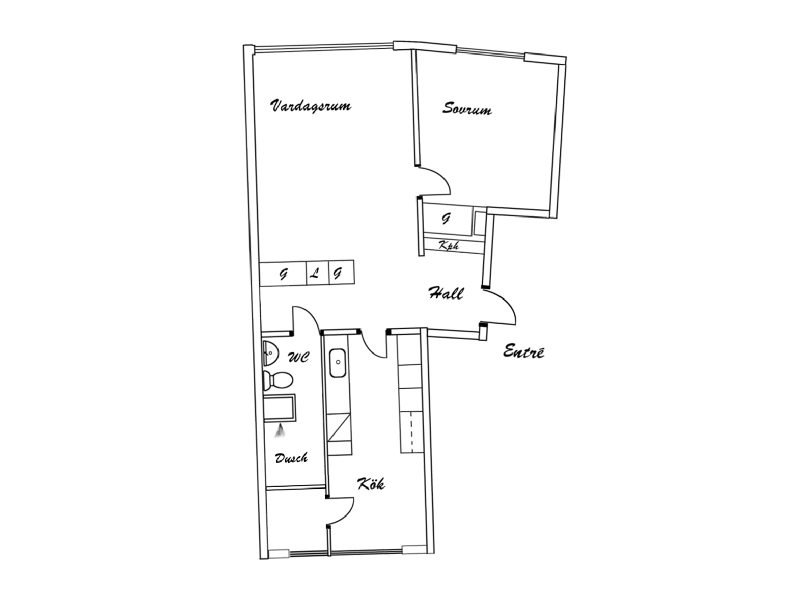 Ungefärlig planlösning 2 r o k Tycho Brahes gata Planlösning